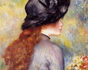 皮埃尔奥古斯特雷诺阿 - Young Girl Holding at Bouquet of Tulips